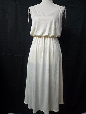 Vintage Maxi Dress Climax David Howard Slinky Cream Tiered 70s 80s XS S